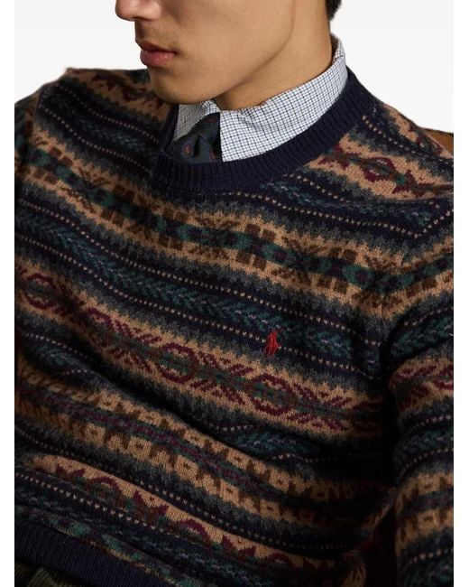 Polo Ralph Lauren Black Fair Isle Sweater for men
