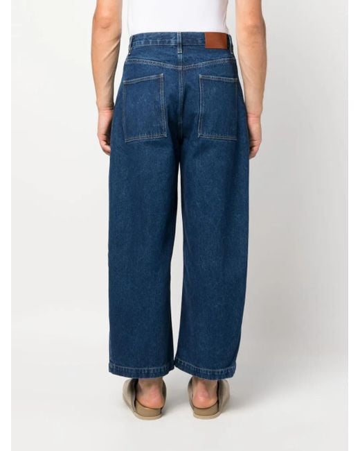 Studio Nicholson Blue Cropped Wide-Leg Jeans for men