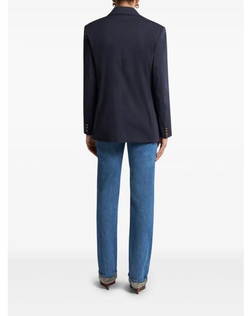 Etro Blue Double-Breasted Blazer
