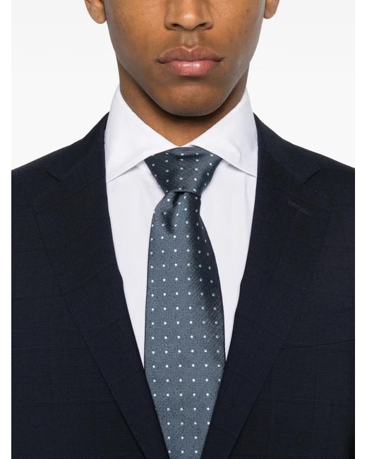 Canali Blue Costume En Laine À Carreaux for men