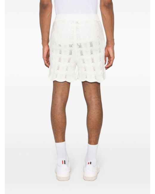 Casablancabrand White Wave Gradient Crochet Shorts for men