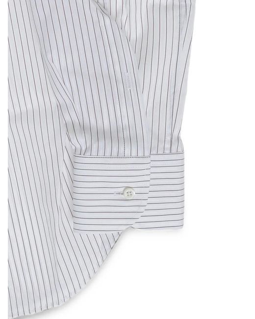 Corneliani Gray Striped French-Collar Shirt for men