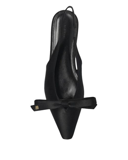Balenciaga Black Bow Slingback Flat Pumps