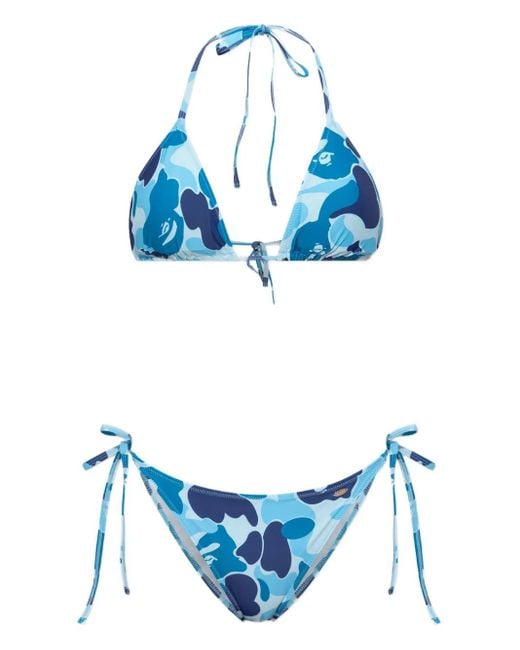 A Bathing Ape Bikini Met Camouflage-Print in het Blue