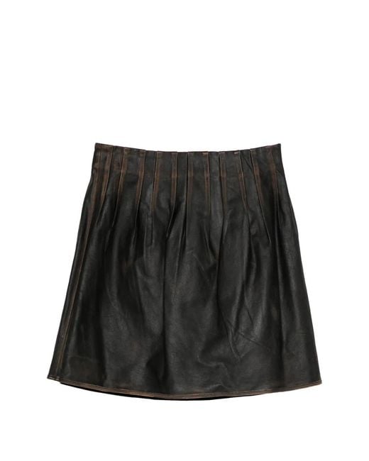 ShuShu/Tong Black Leather Mini Skirt