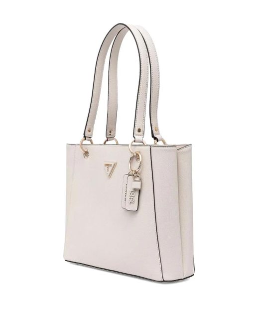 Guess White Noelle Textured Leather Tote Bag