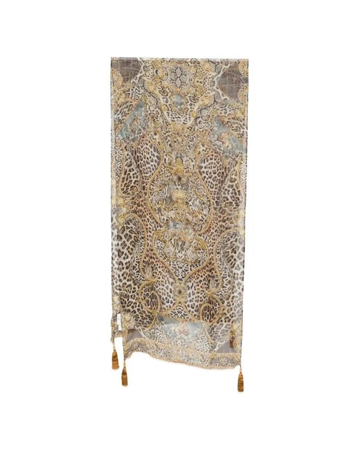 Sciarpa Con Stampa Leopardata E Nappe di Camilla in Natural