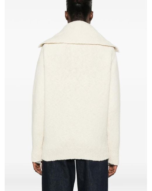 Malo White Button-Up Sailor-Collar Knit