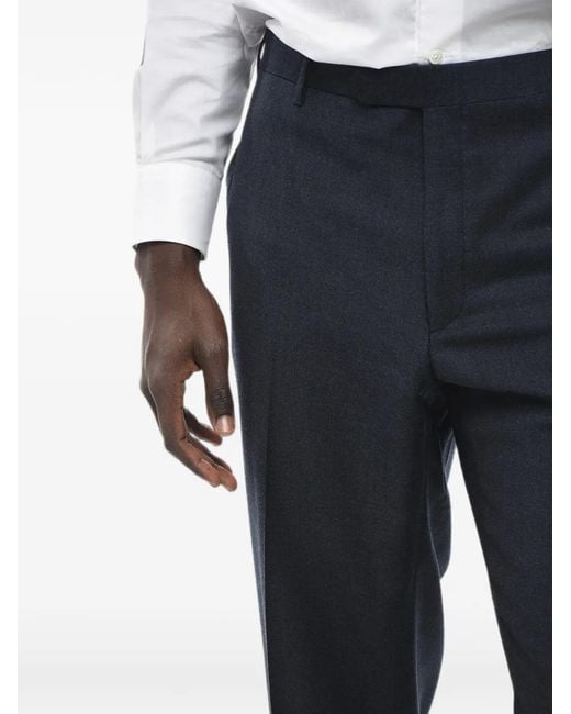 Corneliani Blue Belt-Loop Wool Trousers for men