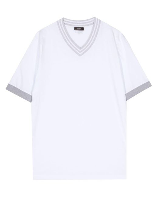 T-shirt en coton à col v Peserico pour homme en coloris White