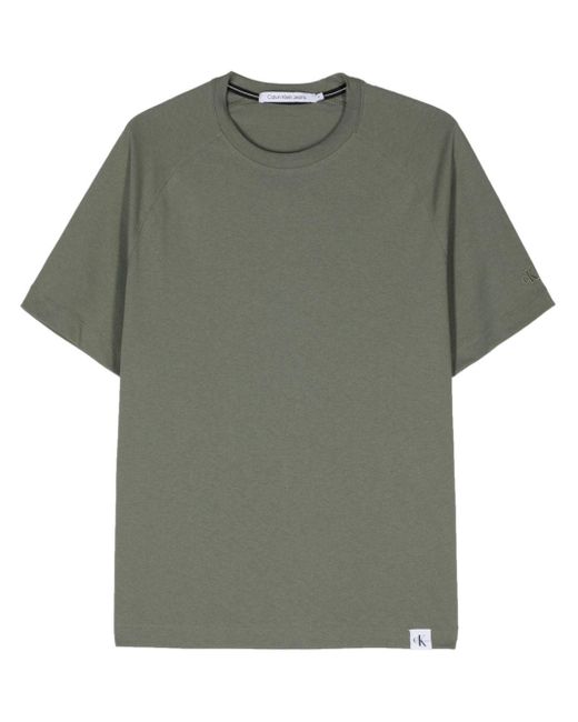Calvin Klein Green Logo-embroidered Cotton T-shirt for men