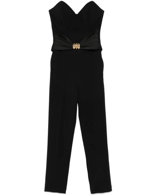 Elisabetta Franchi Black Macro-Bow Crepe Jumpsuit