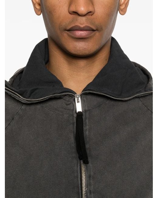 Thom Krom Black Panelled Zip-Up Hoodie for men