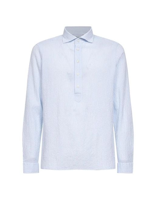 D4.0 Blue Button Striped Shirt for men