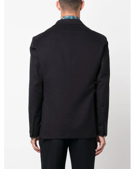 Tagliatore Black Single-Breasted Virgin Wool-Blend Blazer for men