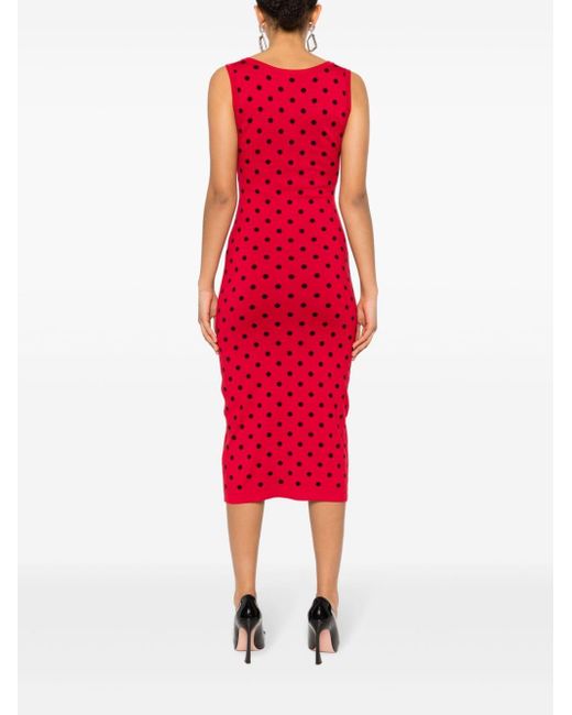 Moschino Red Polka-dot Knitted Dress