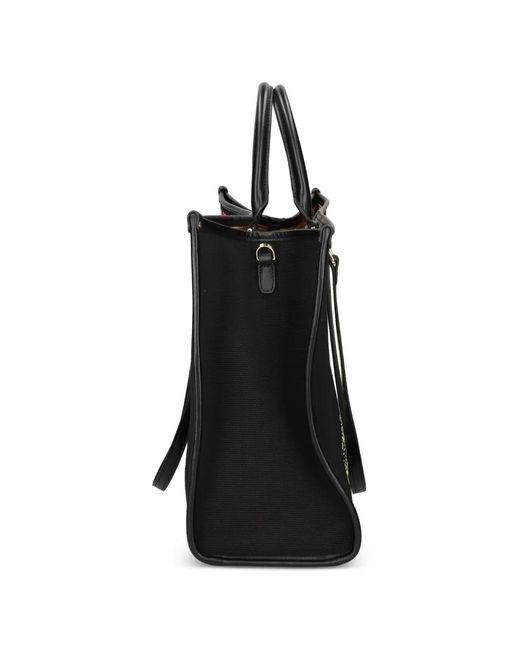 MY BEST BAG Black Atena Ethology Floral Fish Tote Bag