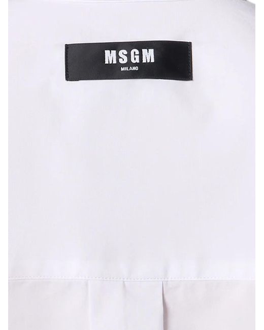 MSGM White Pleated-Bib Button-Down Shirt
