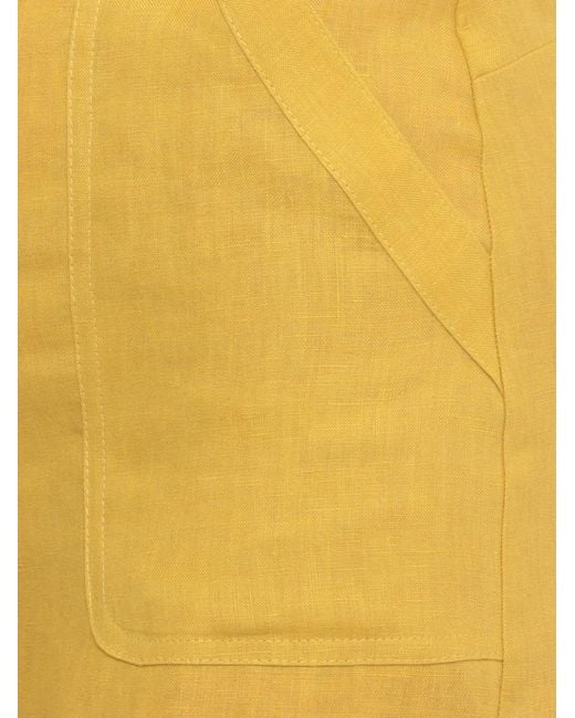 Emme Yellow Emmadorni High-Waisted Bermuda Linen Shorts