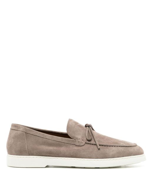 Doucal's Gray Penny-slot Suede Loafers for men