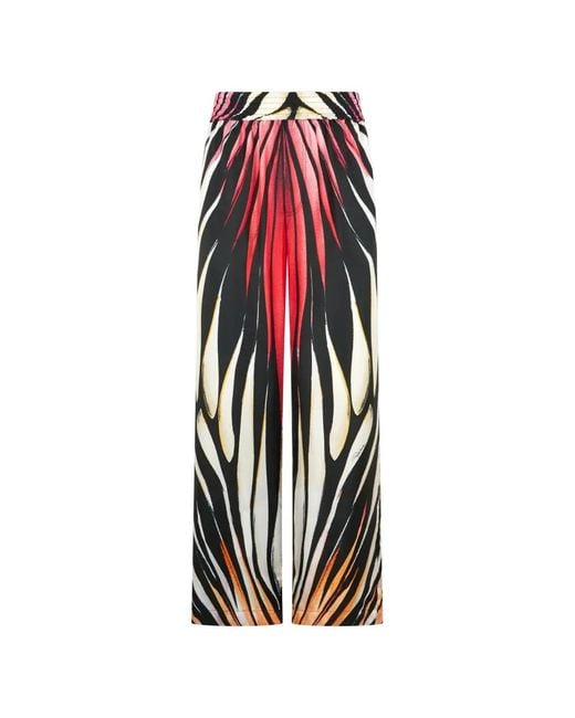 Roberto Cavalli White Ray Print Silk-Satin Trousers for men