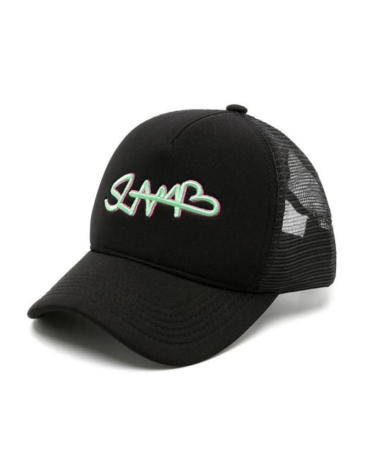 Amir Slama Black Embroidered-Logo Perforated Cap