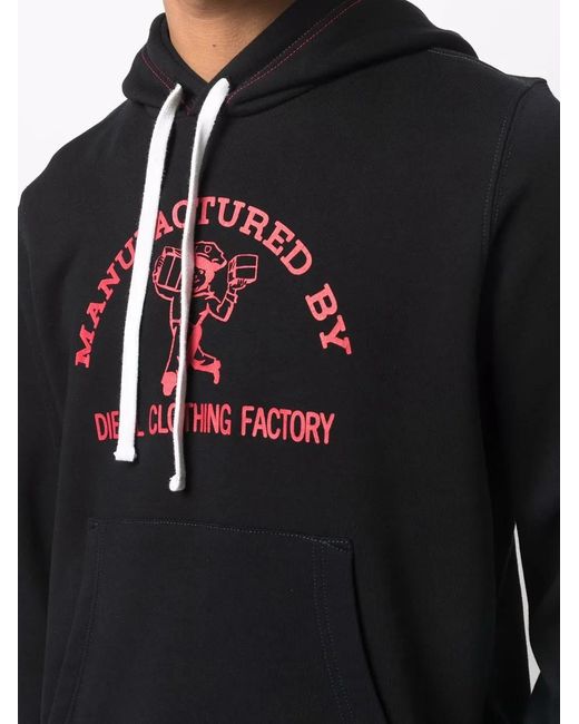 DIESEL Blue Crack-Print Pullover Hoodie for men