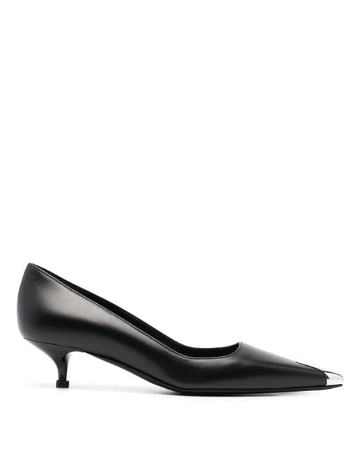 McQueen Black Toe-cap Leather Heeled Courts
