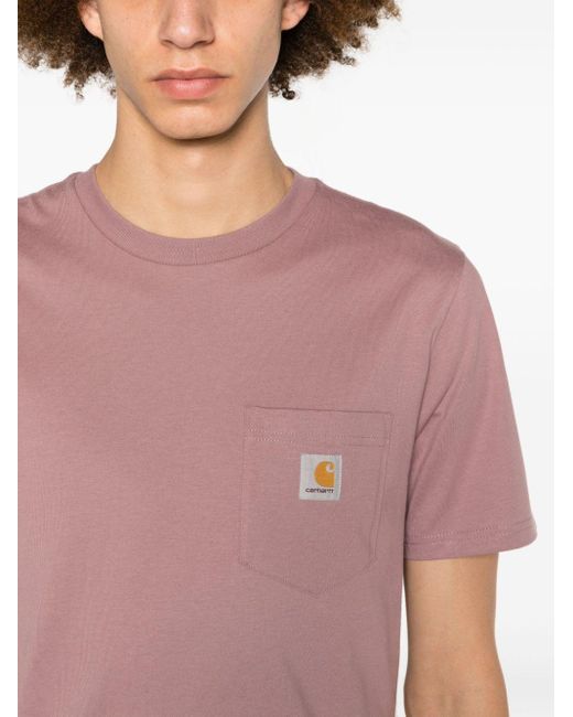 Carhartt T-Shirt mit Logo-Patch in Pink für Herren