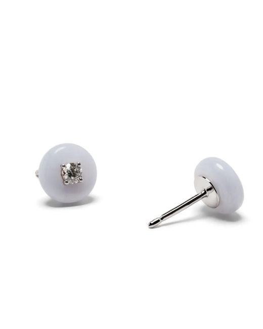 Fernando Jorge White 18Kt Orbit Chalcedony Diamond Earrings