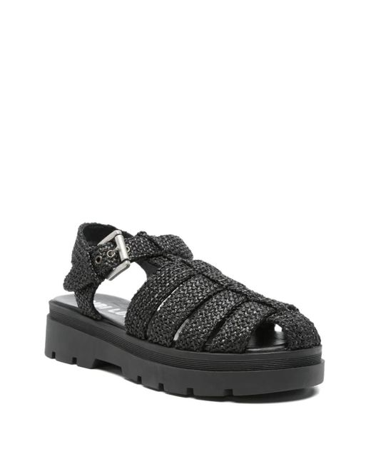 Bibi Lou Black Woven-Texture Flat Sandals