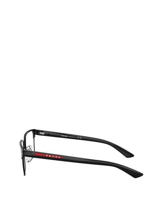 Prada Linea Rossa White Rectangle-Frame Glasses