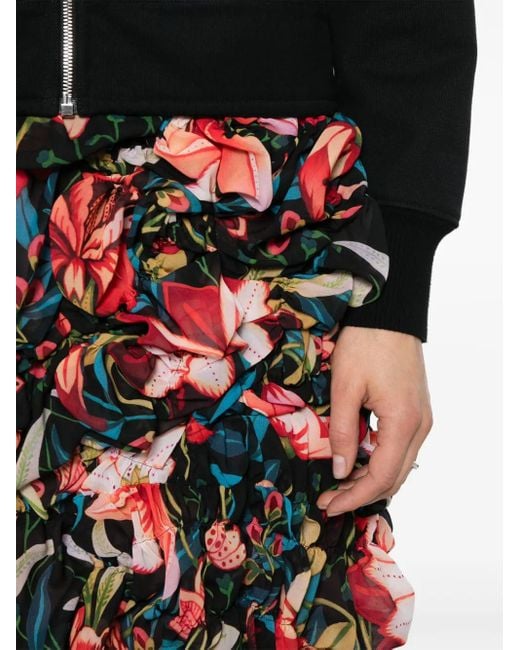 Comme des Garçons Midi-Rok Met Bloemenprint in het Red