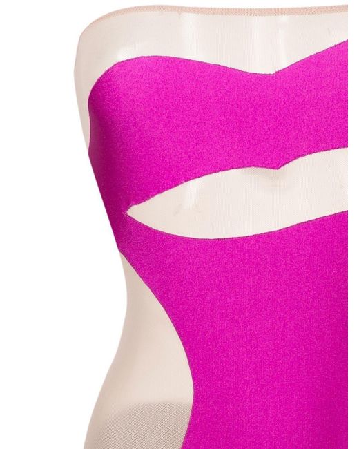 Adriana Degreas Pink Lipstick Sheer-panel Swimsuit