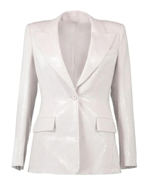 Michael Kors White Georgina Sequin-Embellished Single-Breasted Blazer