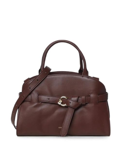 Coccinelle Brown Buckle-Detail Leather Tote Bag