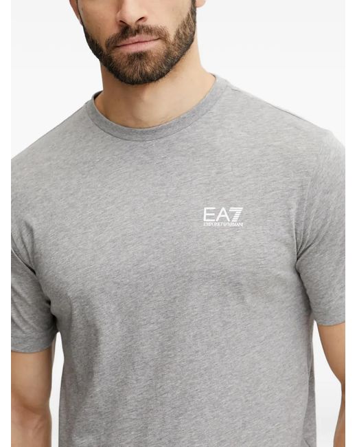 EA7 Gray Logo-Print Short-Sleeve T-Shirt for men