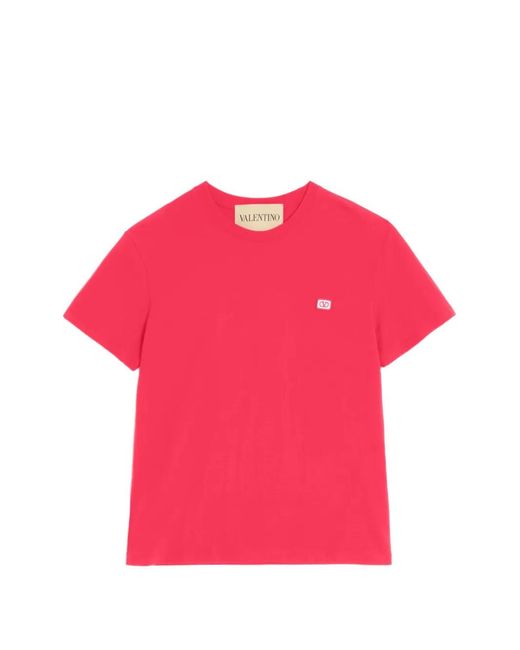 Valentino Garavani Pink Cotton T-Shirt With Vlogo Patch for men