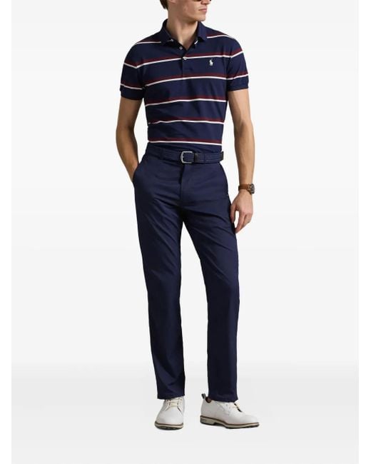 Ralph Lauren Blue Striped Pique Polo Shirt for men