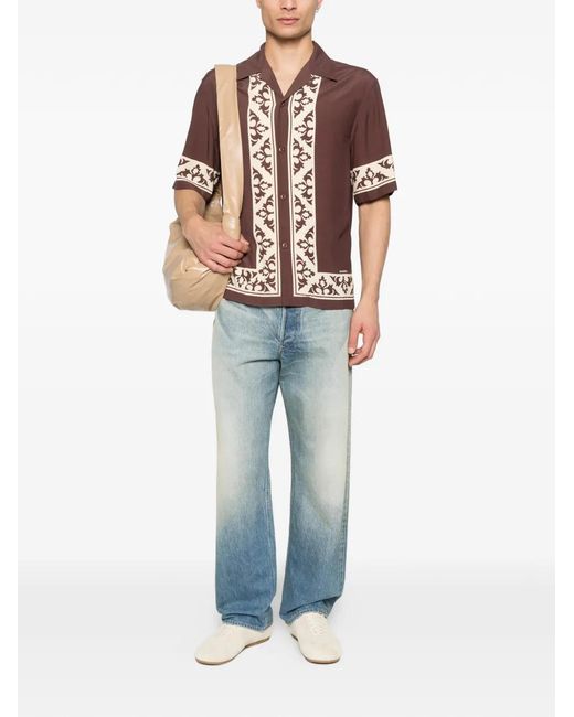 Sandro Pink Loose-Fit Contrast Print Shirt for men