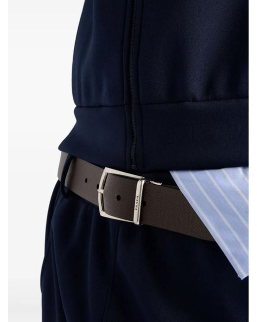 Ceinture En Cuir À Design Réversible Prada pour homme en coloris White