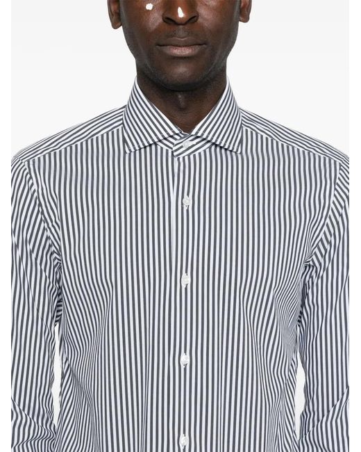 Barba Napoli Gray Striped Shirt for men