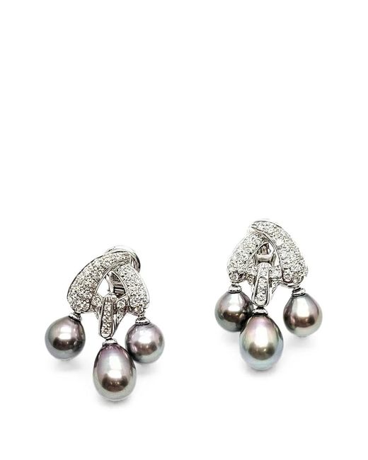 Andreoli White Pearl-Drop Diamond Earrings