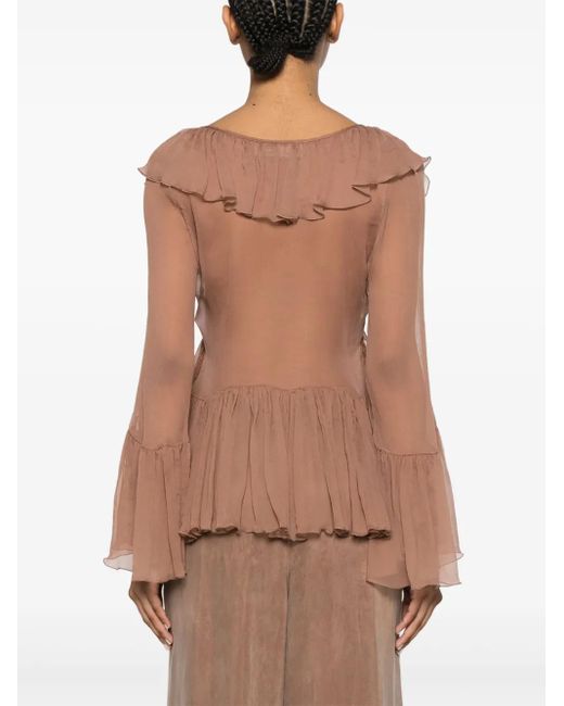 Blusa Con Ruches di Blumarine in Brown