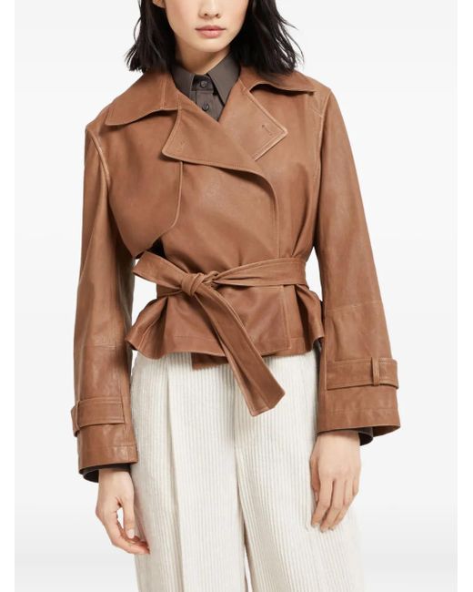 Brunello Cucinelli Brown Luxurious Leather Jacket