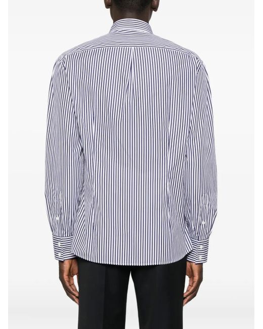 Chemise Rayée À Manches Longues Brunello Cucinelli pour homme en coloris Purple