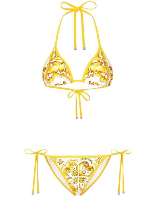Dolce & Gabbana Metallic Majolica Triangle Bikini