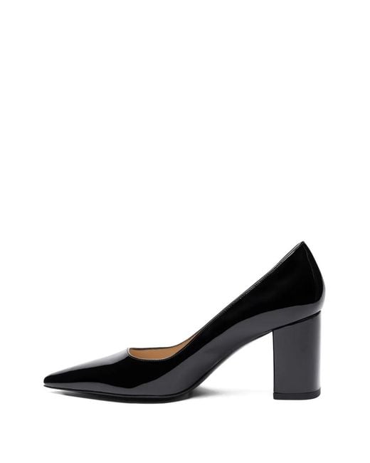 Stuart Weitzman Black Power Block-Heel Pointed Pumps