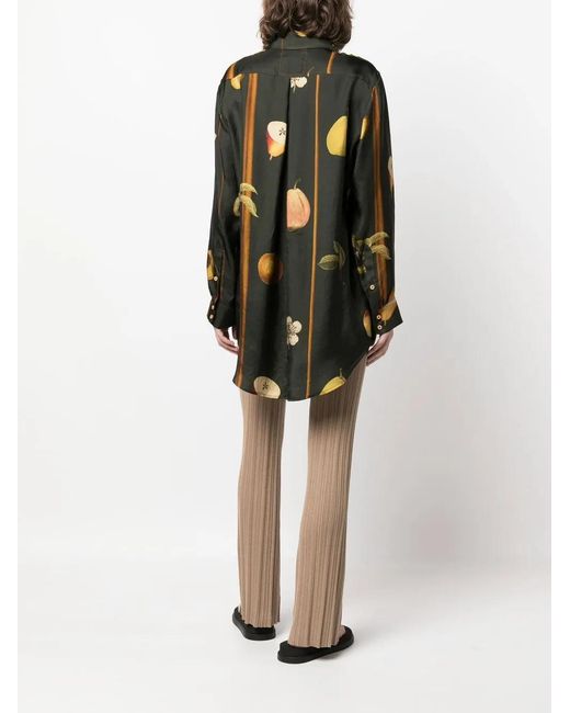 Uma Wang Black Graphic-Print Button-Up Shirt