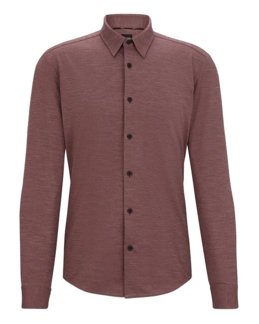 Boss Purple Long-Sleeve Button-Down Shirt for men
